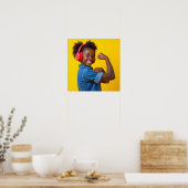 Glimlachend kind met rode hoofdtelefoon Autisme Ne Poster (Keuken)