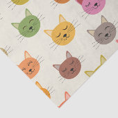 Glimlachend Kleurrijk Happy Cats patroon Tissuepapier (Detail)