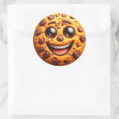 Glimlachend koekje. ronde sticker (Tas)