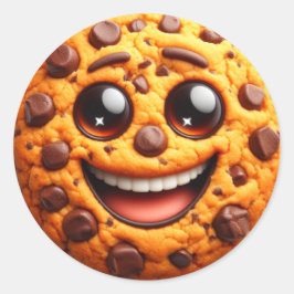 Glimlachend koekje. ronde sticker