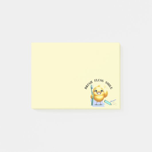 Glimlachend Kuiken met Tandheelkundig Slogan Post-it® Notes (Voorkant)