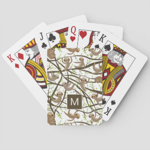 Glimlachend luiaard patroon pokerkaarten