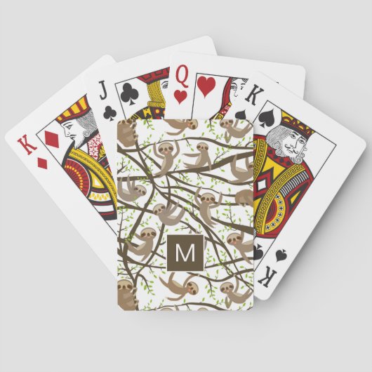 Glimlachend luiaard patroon pokerkaarten (Achterkant)