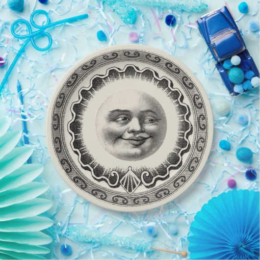 glimlachend Man in de motorbeige Papieren Bordje (Feest)