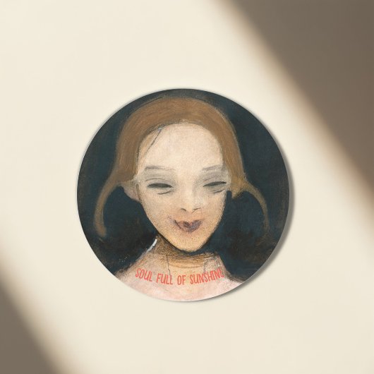 glimlachend meisje, Helene Schjerfbeck Ronde Sticker