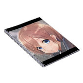 glimlachend meisje met animatiefilm manga bruine h notitieboek (Rechterzijde)