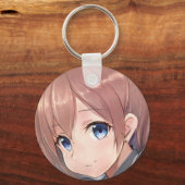 glimlachend meisje met animatiefilm manga bruine h sleutelhanger (Achterkant)