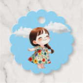 Glimlachend Meisje met Vlinders Gift Label (Voorkant)