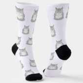 Glimlachend Mollig Kat Patroon Sokken (Gebogen)