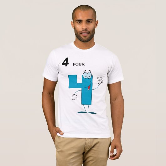 Glimlachend Nummer 4 Mannen T-shirt (Voorkant volledig)