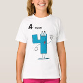 Glimlachend Nummer 4 Meisjes T-shirt (Voorkant)