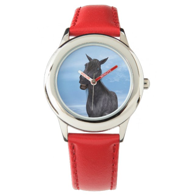 Glimlachend Paard Horloge (Voorkant)