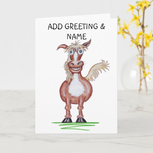 Glimlachend Paard  Kaart (Gele Bloem)