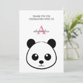 Glimlachend panda-gezicht Monogram Bedankkaart (Staand voorkant)