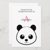 Glimlachend panda-gezicht Monogram Bedankkaart (Voorkant / Achterkant)