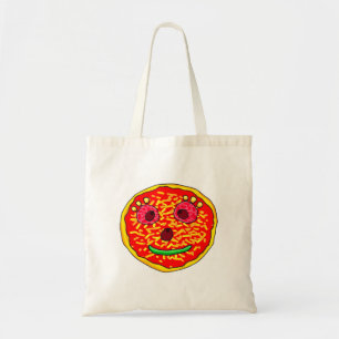 Glimlachend Pizza Gezicht Illustratie Ontwerp Tote Bag