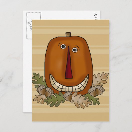 glimlachend pompoen briefkaart (Voorkant / Achterkant)