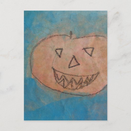 glimlachend pompoen, Halloween Kinder Art Waterver Briefkaart (Voorkant)