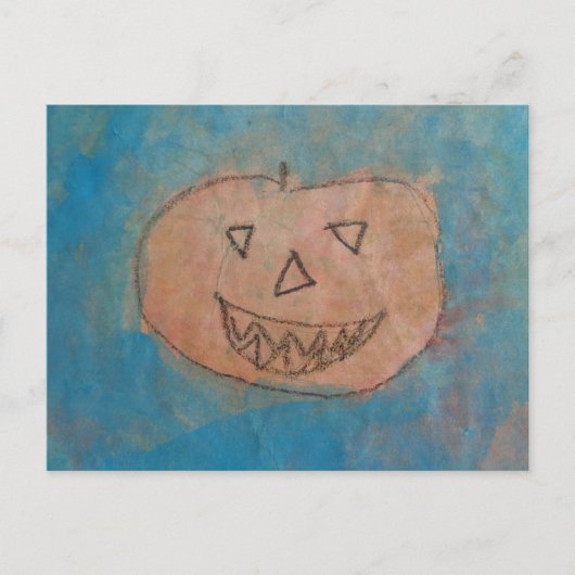 glimlachend pompoen, Halloween Kinder Art Waterver Briefkaart (Voorkant)