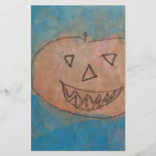glimlachend pompoen, Halloween Kinder Art Waterver Briefpapier