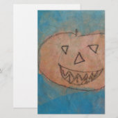 glimlachend pompoen, Halloween Kinder Art Waterver Briefpapier (Voorkant / Achterkant)
