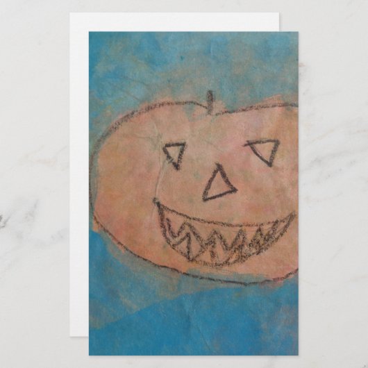 glimlachend pompoen, Halloween Kinder Art Waterver Briefpapier (Voorkant / Achterkant)