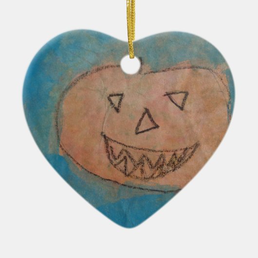 glimlachend pompoen, Halloween Kinder Art Waterver Keramisch Ornament (Voorkant)