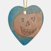glimlachend pompoen, Halloween Kinder Art Waterver Keramisch Ornament (Links)