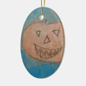 glimlachend pompoen, Halloween Kinder Art Waterver Keramisch Ornament (Links)