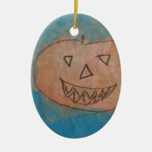 glimlachend pompoen, Halloween Kinder Art Waterver Keramisch Ornament (Voorkant)
