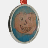 glimlachend pompoen, Halloween Kinder Art Waterver Metalen Ornament (Rechts)