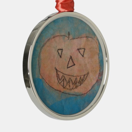 glimlachend pompoen, Halloween Kinder Art Waterver Metalen Ornament (Rechts)