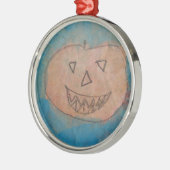 glimlachend pompoen, Halloween Kinder Art Waterver Metalen Ornament (Links)
