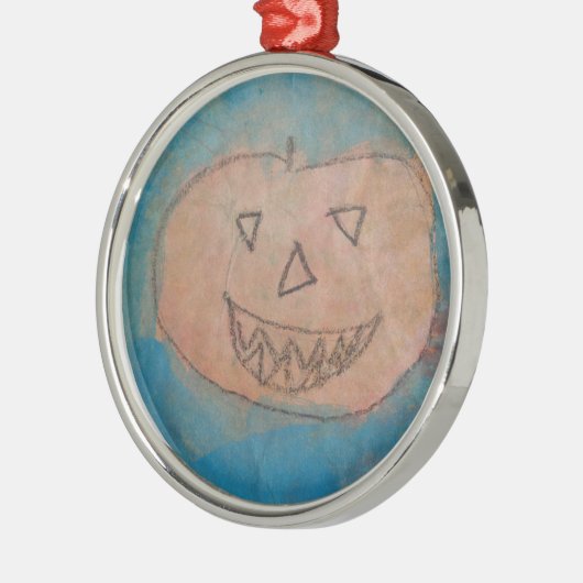 glimlachend pompoen, Halloween Kinder Art Waterver Metalen Ornament (Links)