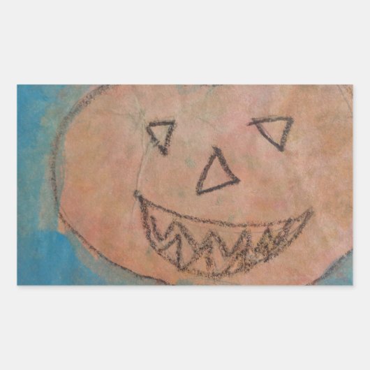 glimlachend pompoen, Halloween Kinder Art Waterver Rechthoekige Sticker (Voorkant)