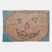 glimlachend pompoen, Halloween Kinder Art Waterver Theedoek (Horizontaal)