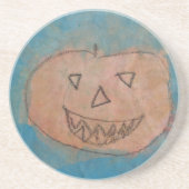 glimlachend pompoen, Halloween Kinder Art Waterver Zandsteen Onderzetter (Voorkant)