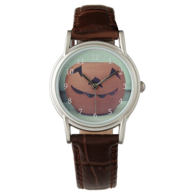 glimlachend pompoenhorloge horloge (Voorkant)
