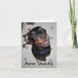 Glimlachend Puppy Rottweiler dank u nota nemen van Bedankkaart