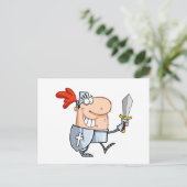 Glimlachend-ridder-met-zwaard Briefkaart (Staand voorkant)