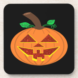 glimlachend rood met Happy Halloween pompoen Onder Bier Onderzetter