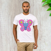 Glimlachend roze vlinder Mannen T-shirt