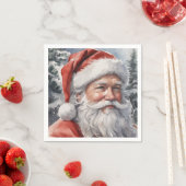 Glimlachend Santa Christmas Waterverf Papier Servet (Insitu)