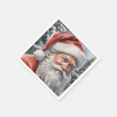 Glimlachend Santa Christmas Waterverf Papier Servet (Hoek)