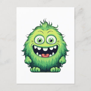 Glimlachend Schattig Groen Monster Cartoon Briefkaart