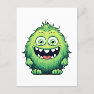 Glimlachend Schattig Groen Monster Cartoon Informatiekaartje