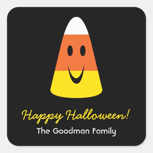 Glimlachend snoep maïs leuk schattig Halloween gun Vierkante Sticker (Voorkant)
