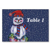glimlachend Snowman Holding String of Kerstlampjes Kaart (Voorkant)