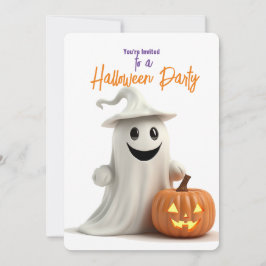 Glimlachend spook met pompoen Halloween-feest Kaart