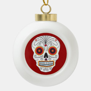Glimlachend Sugar Skull Ornament (Ball of Snowflak